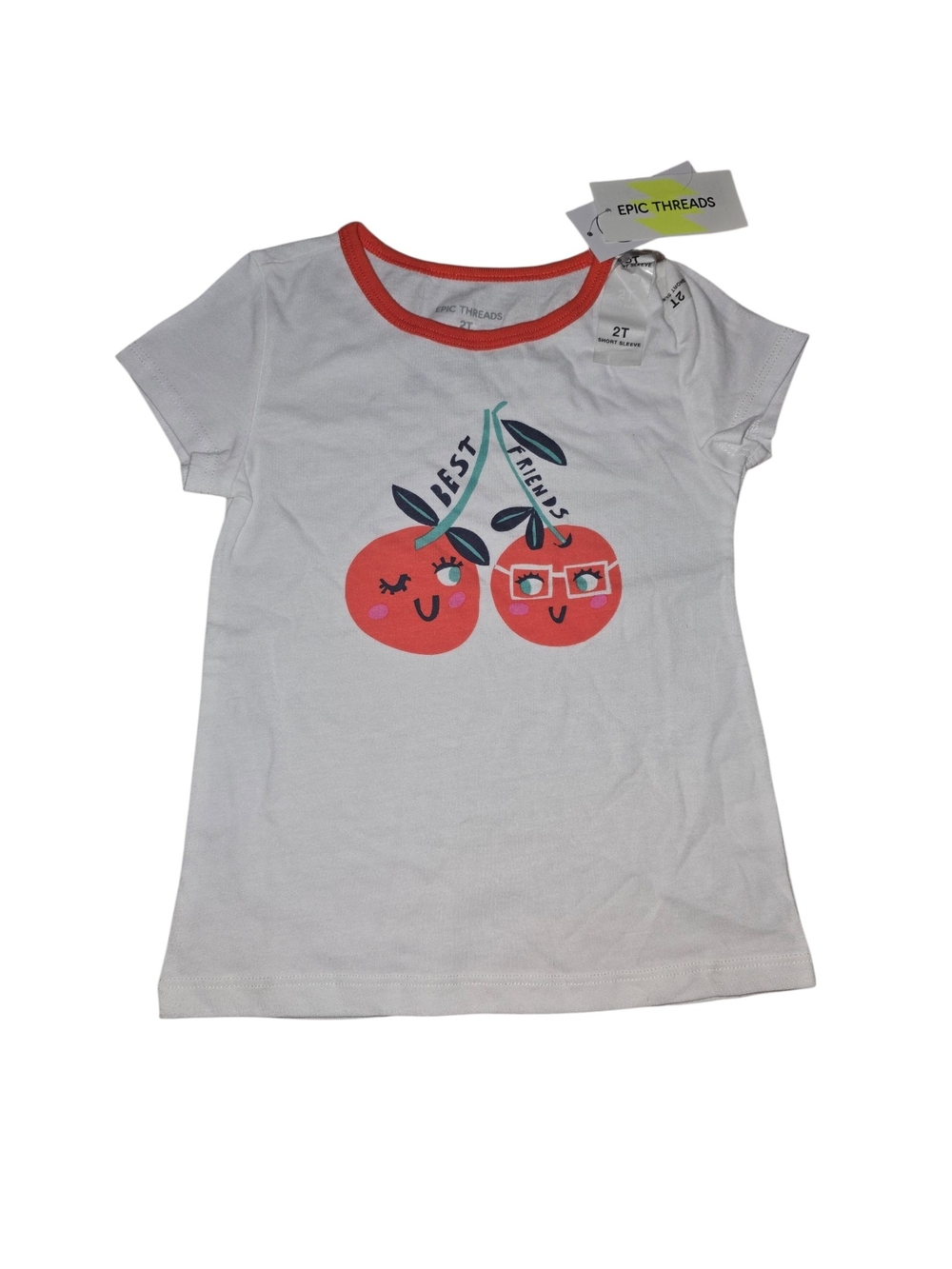 Epic Threads White & Coral Cherry 'Best Friends' Graphic Tee - Kids